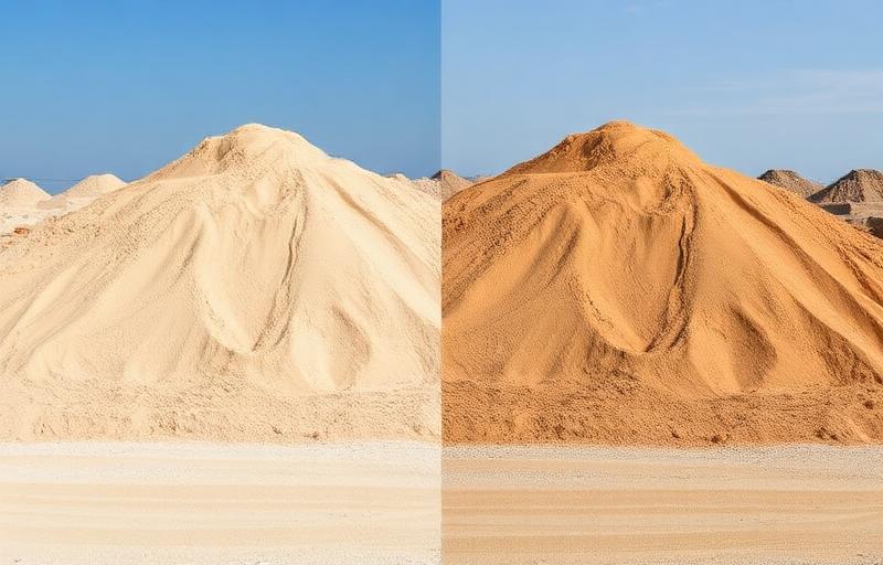 Comparação areia lavada vs areia natural